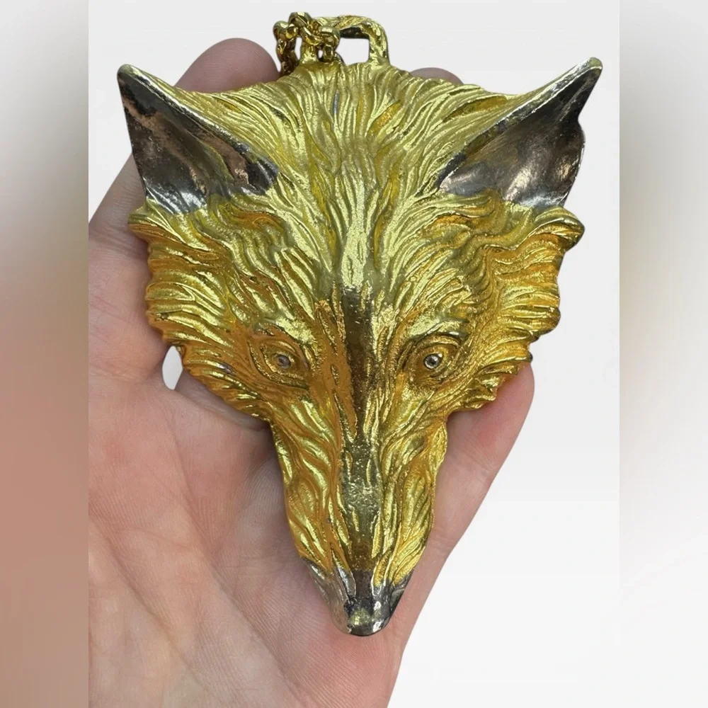 HARRY ROSENFELD Rare Vintage Figural WOLF Head Pendant Necklace